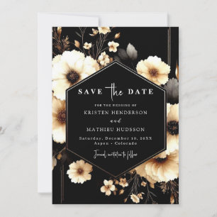 Save The Date Romantique stylish or et Mariage noir