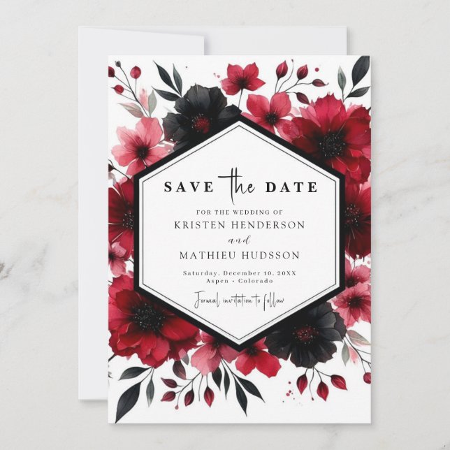 Save The Date Romantique unique Crimson Mariage rouge (Devant)