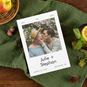 Save The Date Romantique Vintage Photo Simple Texte Décontracté