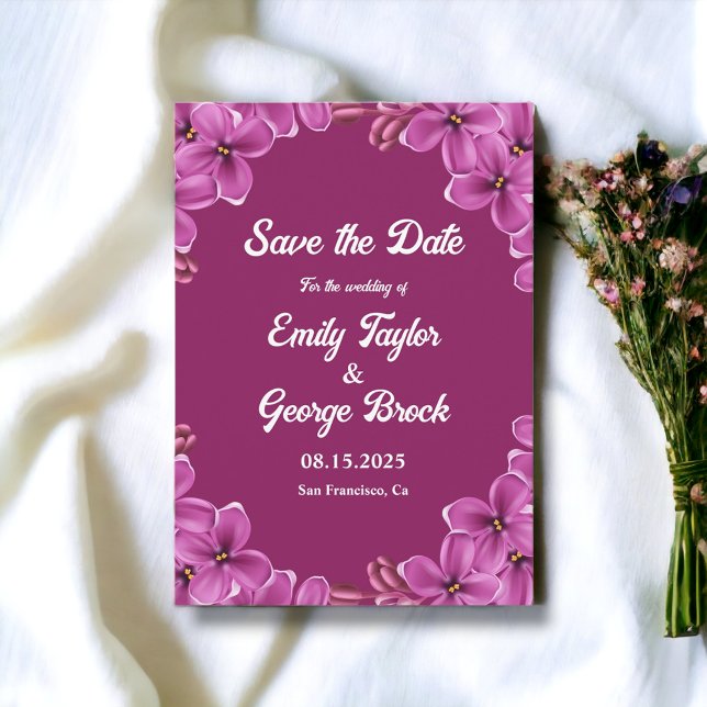 Save The Date Romantique violet orchidée Roses été Floral Mariag (Créateur téléchargé)