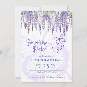 Save The Date Romantique Wisteria & Butterfly Garden Mariage