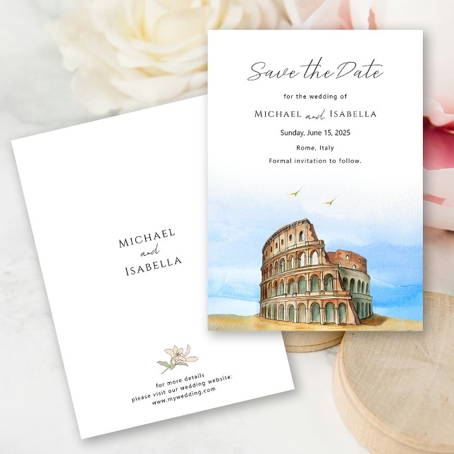 Save The Date Rome Italie Colisée Mariage de Destination (Rome Italy Colosseum Destination Wedding Save The Date)