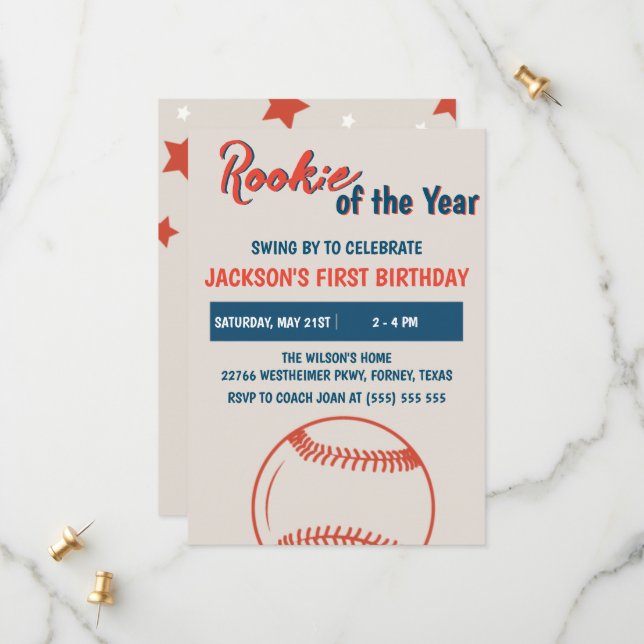 Save The Date Rookie de l'année Baseball fête d'anniversaire (Devant/Arrière en situation)