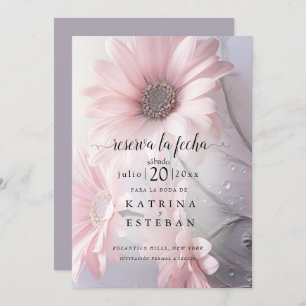 Save The Date rosa margarita floral guardar la fecha