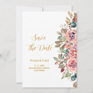 Save The Date Rose aquarelle vert émeraude MARY