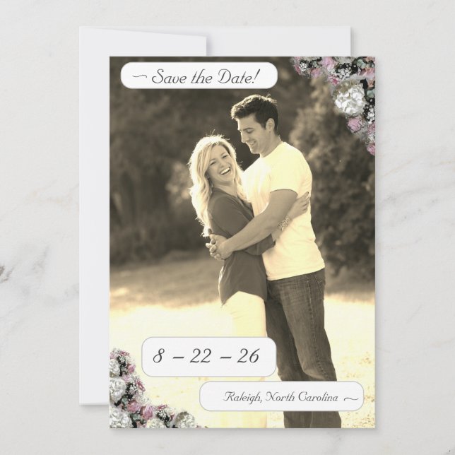 Save The Date Rose & Blanc Floral Catholique Enregistrer La Date (Devant)