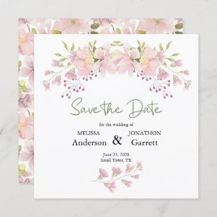 Save The Date Rose Blush Magnolia Floral Élégant Enregistrer La 