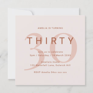 Save The Date Rose contemporain 30e anniversaire de fête Invitat