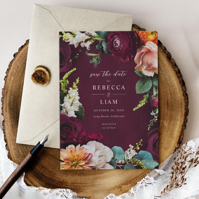 Save The Date Rose de Bourgogne Ranunculus Mariage (Créateur téléchargé)