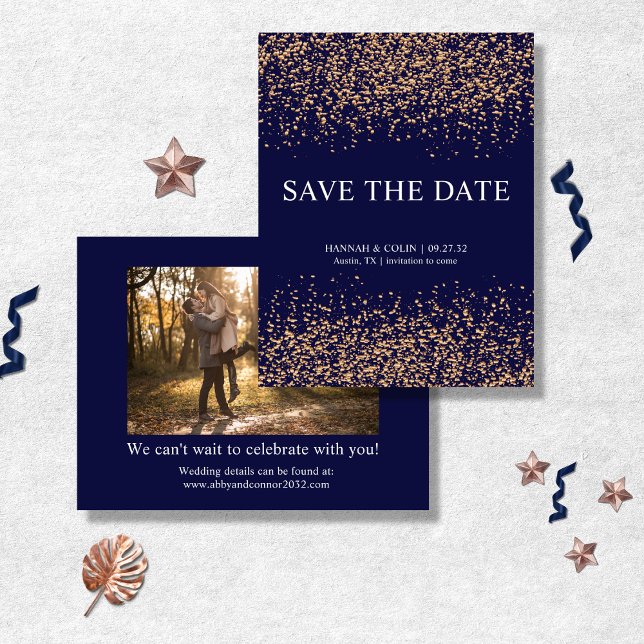 Save The Date Rose De Marine Romantique Gold Stardust Enregistre (Créateur téléchargé)