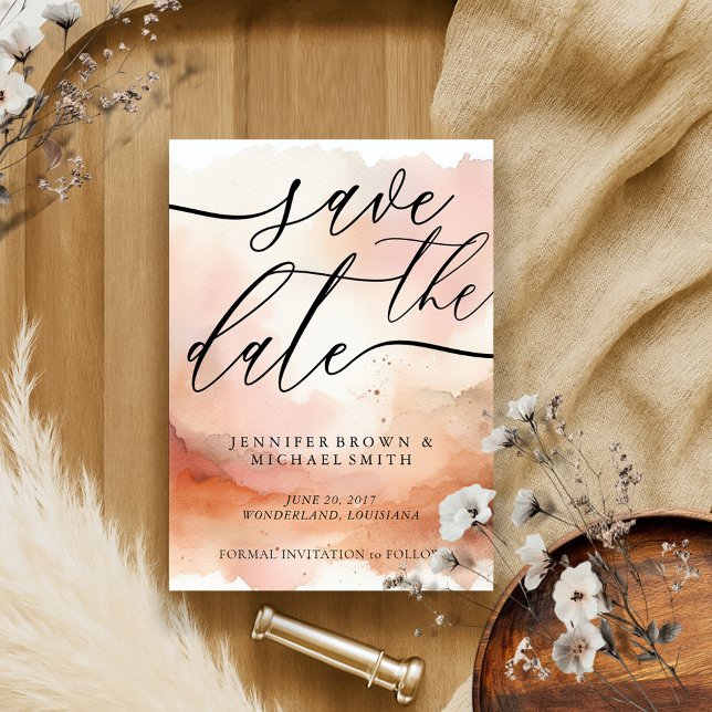 Save The Date Rose de signature moderne Mariage d'aquarelle or (Créateur téléchargé)