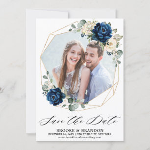 Save The Date Rose d'ivoire de Champagne Blanc Marine