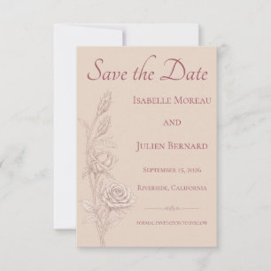 Save The Date Rose du désert – Dune & Bloom Mariage