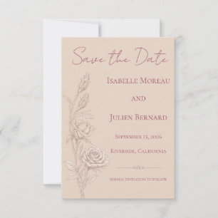 Save The Date Rose du désert – Dune & Bloom Mariage