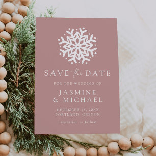 Save The Date Rose dusté simple Snowflake