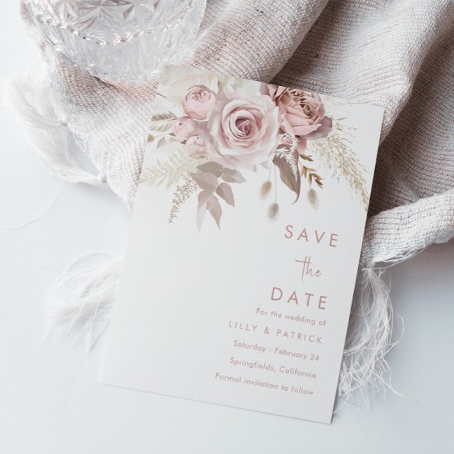 Save The Date Rose Dusty moderne et Mariage Rose Blush (Créateur téléchargé)