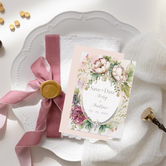 Save The Date Rose Élégant Romantique Rustique (Créateur téléchargé)