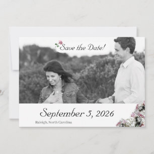 Save The Date Rose et blanc Floral Mariage catholique Sauvez la 