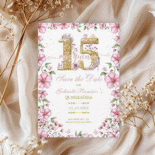 Save The Date Rose et Miss Quince Quinceañera dorée