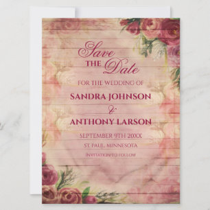 Save The Date Rose Floral Aquarelle Enregistrer La Date