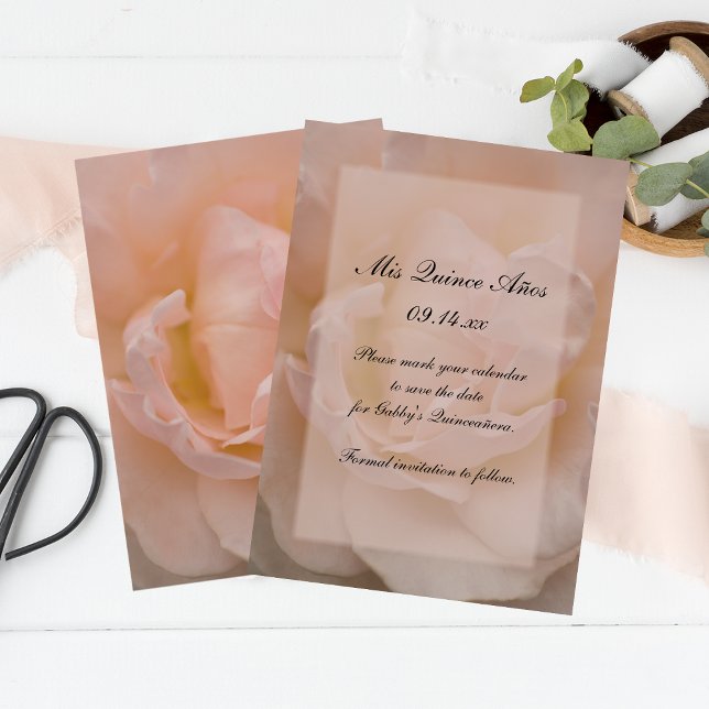 Save The Date Rose Floral Quinceañera Enregistrer la date (Créateur téléchargé)