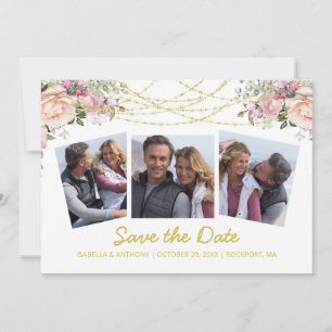 Save The Date Rose floral rose pâle or blanc 3 Photo