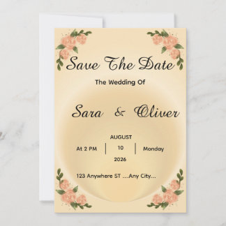 Save The Date Rose Florale Élégante Rose