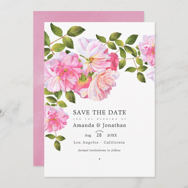 Save The Date Rose Garden Mariage Photo (Devant / Derrière)