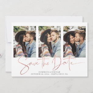 Save The Date Rose géométrique Gold manuscrit Enregistrer la dat