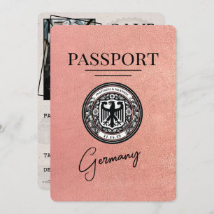 Save The Date Rose Gold Allemagne Passeport Enregistrer La Date
