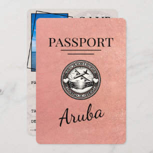 Save The Date Rose Gold Aruba Passeport Enregistrer La Date