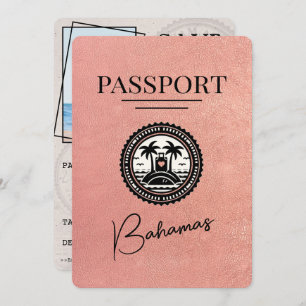 Save The Date Rose Gold Bahamas Passport Enregistrer La Date