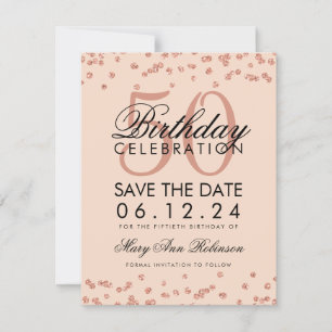 Save The Date Rose Gold Blush 50e anniversaire Date de sauvegard