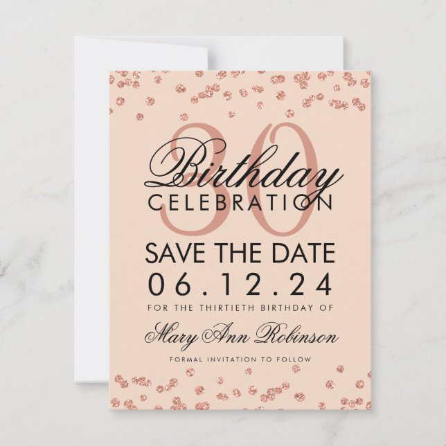 Save The Date Rose Gold Blush Pink Date de sauvegarde Anniversai (Devant)