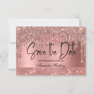 Save The Date Rose Gold Chic Quinceañera Enregistrer La Date