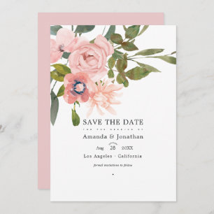 Save The Date Rose Gold et rose pâle  Floral Mariage Photo