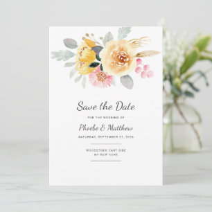 Save The Date Rose Gold Floral Minimaliste Botanique