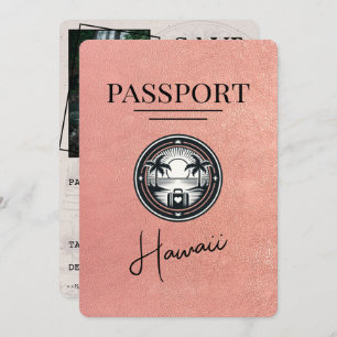 Save The Date Rose Gold Hawaii Passeport Enregistrer La Date