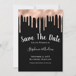 Save The Date Rose Gold Noir Blanc Mariage tendance