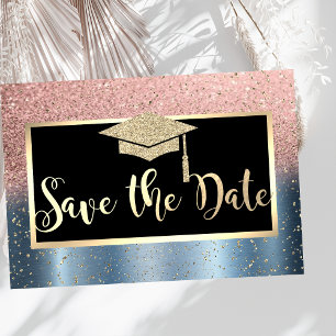 Save The Date Rose Gold Pailleté Bleu Enregistrement de la Remis