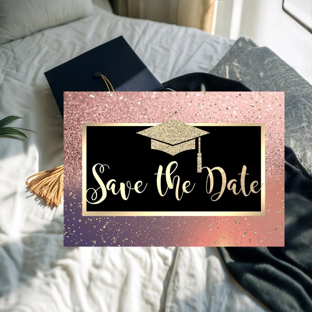 Save The Date Rose Gold Pailleté Diplôme Enregistrer la Date (Créateur téléchargé)