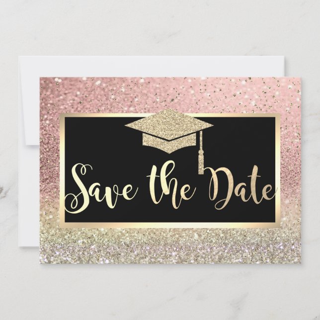 Save The Date Rose Gold Paillettes Bokeh Enregistrement Diplôme (Devant)