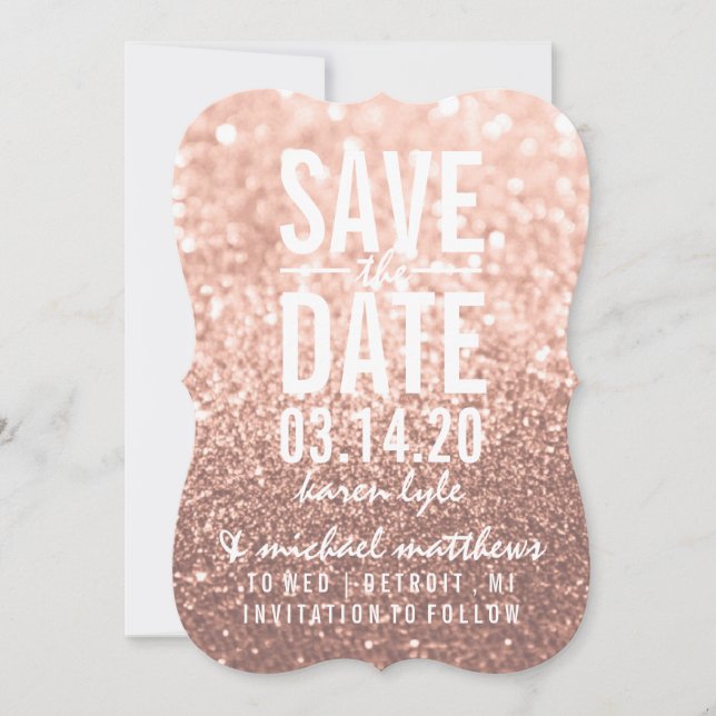 Save the date | Rose Gold Parties scintillant Fab (Devant)