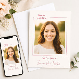 Save The Date rose gold photo anniversaire ivoire