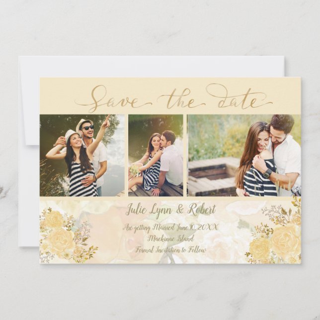 Save The Date Rose Gold Photo Enregistrer la Date (Devant)
