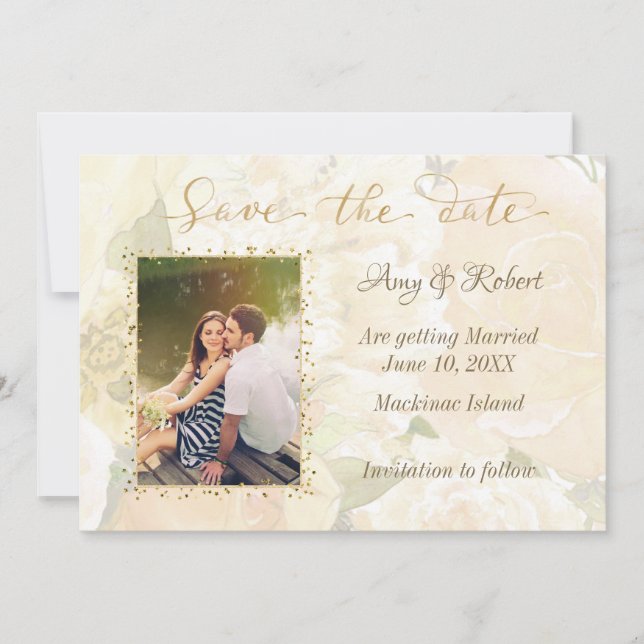Save The Date Rose Gold Photo Enregistrer la date (Devant)