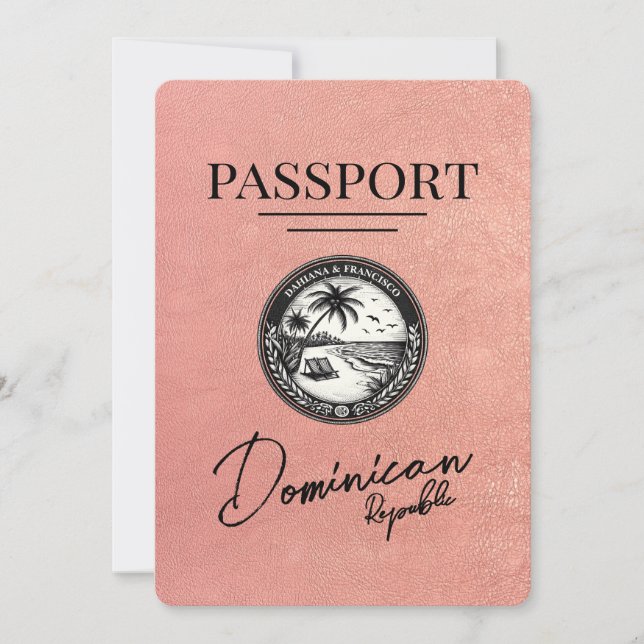 Save The Date Rose Gold République Dominicaine Passeport (Devant)