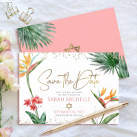 Rose Gold Tropicale Bat Mitzvah Florale Palmier Mo