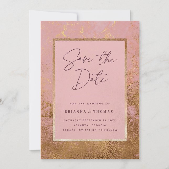 Save The Date Rose Gold Wedding Enregistrer la date (Devant)