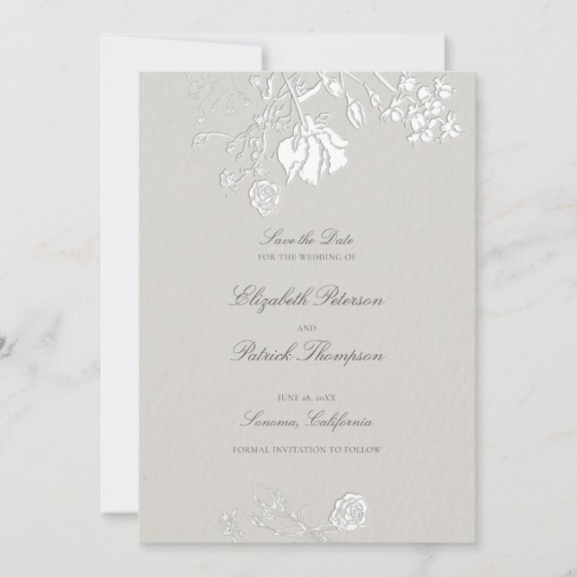 Save The Date Rose Ivory Sonnet Formel Mariage Classique Éthéré (Devant)